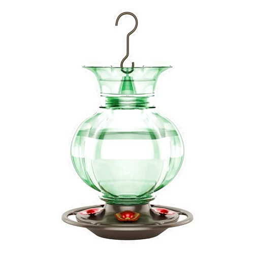 Auslar Hummingbird Feeder, Green Glass Hummingbird Feeder for Outdoors Hanging with Ant Moat, 5 Simulation Flowers Feeding Ports, 23 Ounces, Rustproof, Fade Proof, Pomegranate Shape