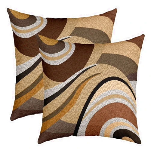 Feelyou Pack of 2 Geometric Decorative Throw Pillow Covers, Soft Stripe Line Brown Grey Square Cushion Case Set for Couch Sofa Bedroom Living Room, Modern Art Pillow Cases Pillowcases, 16x16 Inches