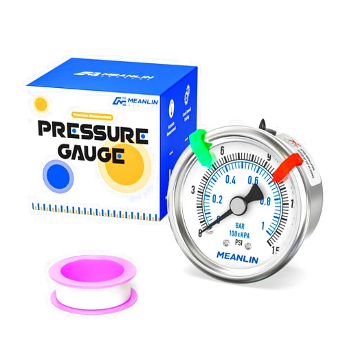 MEANLIN MEASURE 0~15Psi Dry Low Pressure Gauge Stainless Steel 1/4