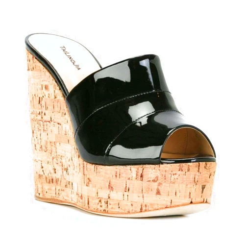 WETY Women's Wood Grain Wedge Sandals Stylish Eye-Catching Open Toe Rubber Retro Sky High