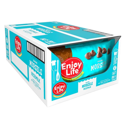 Enjoy Life Ricemilk Baking Morsels Milk Chocolate Flavor, Gluten Free, School Safe, Non GMO, Dairy Free, Soy Free, Vegan, Nut Free Chocolate, 12 Bags (9 oz) Bulk Chocolate