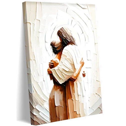 LOXXRGT Jesus Canvas Wall Art Jesus Embracing Woman Safe in His Arms Wall Decor Picture Christian Painting Print Poster for Bedroom Living Room Dining Room Church Home Decoration Ready To Hang
