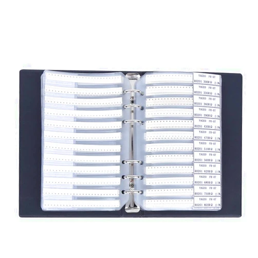 Fafeicy Sample Book, Black Plastic 0201 170 Value Resistors Assortment Kit, Capacitance Sample Book, Electron Components, for Electronic Professionals or Enthusiasts