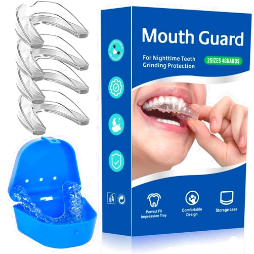 BDLLMDES Mouth Guard for Grinding Teeth at Night, 4 Pcs Night Guards for Teeth Grinding, Reusable Teeth Grinding Mouth Guard, Mouthguards for Grinding of Teeth, Night Mouth Guards for Teeth Grinding