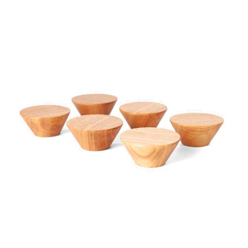 TOROS store 6 Pack Wood Cone Cabinet Knobs (Light) - 1 ½ 
