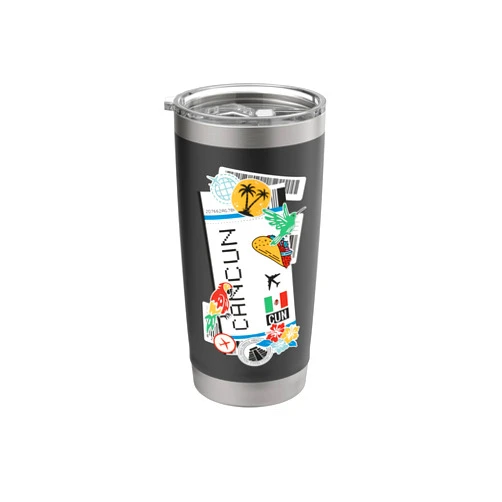 Traveler Souvenir Tickets Cancun Air Ticket Boarding Pass Plane Mexico Travel Lover Stainless Steel Insulated Tumbler
