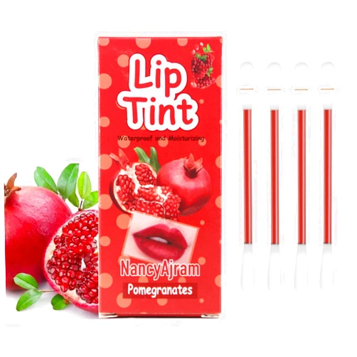SWETIYOU Lip Tint Cotton Swab, 20 Pcs Waterproof Non-Stick Cotton Swab Lipstick Long Lasting Q Tip Lip Tint Stain, Cute Lip Makeup Products(Pomegranates)