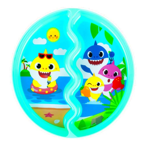 The First Years Pinkfong Baby Shark Divided Suction Plate- Dishwasher Safe Baby Plates with Suction Cups - Baby Feeding Essentials for Solid Food Baby Led Weaning