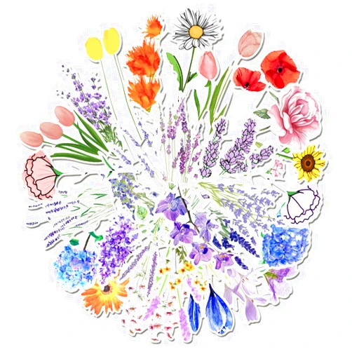 TOPION Flower Stickers for Laptop 50Pcs, Cute Aesthetic Stickers Pack, Waterproof Vinyl Stickers for Hydroflask Water Bottle Guitar Computer Phone Scrapbook Journal, Trendy Stickers for Teens Girls