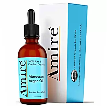 Amire USDA Certified Organic Argan Oil (4oz). Pure Cosmetic Grade Moroccan Argan Oil for Hair Growth, Skin, Face and Nails. Dry Scalp Treatment and Hair Oil for Dry, Damaged, and Brittle Hair. Comparable to Josie Maran. Triple Extra Virgin Grade.