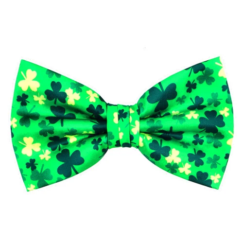 OCIA Holiday Pre-Tied Bowtie St Patricks Day Easter Clover Leaves Festival Fun Pattern Bow tie for Mens