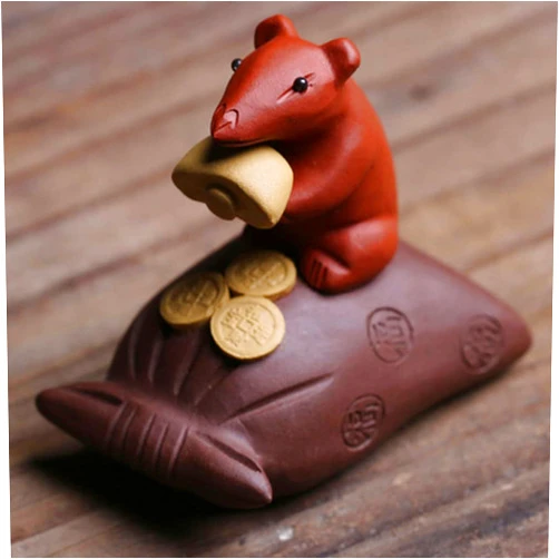 XIALON 6.5cm Purple Clay Rat Tea Pet Mouse Tea Play Crafts Kung Fu Tea Accessories Decoration
