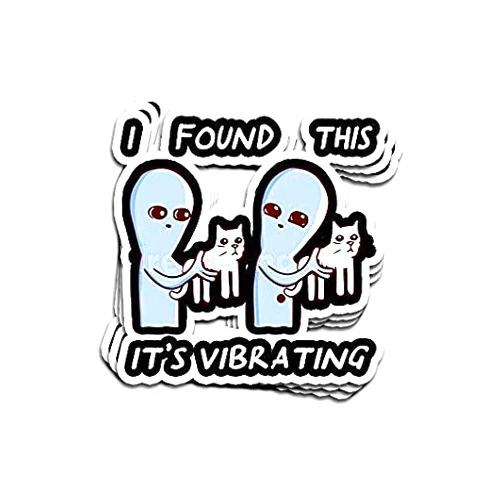 JOHN AND MIKE DESIGNS Funny Strange Planet Alien Cat I Found This It's Vibrating - Sticker Graphic - Auto, Wall, Laptop, Cell, Truck Sticker for Windows, Cars, Trucks