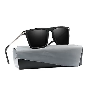 LEIMI Mens Polarized Sunglasses for Men Rectangular Driving Running Fishing Sun Glasses for Women UV400 Protection 01-black Frame / Black Lens 2.4 Inches