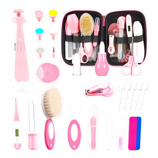POPYJAN Baby Healthcare and Grooming Kit for Newborn Kids, 31PCS Upgraded Safety Baby Care Kit, Newborn Nursery Health Care Set, Baby Care Products (Pink（31PCS)
