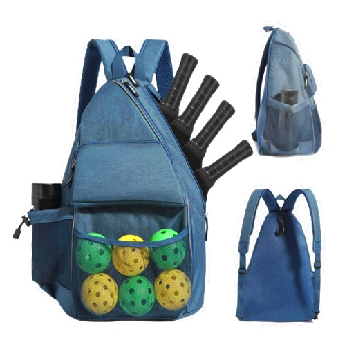 GOROANLY Sports bag for pickleball- Large Capacity Sports Bag for 4 Paddles, Adjustable & Multi-Functional - Ideal for Tennis, Squash, Cross-body Sports Backpack With Fence Hook (Blue)