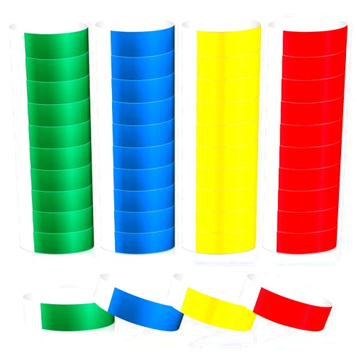 Bremorou 200PCS Colored Wristbands for Events Paper Wrist Bands Lightweight Concert Wristbands Neon Color Adhesive Wrist Bands Waterproof Hand Bands Carnival