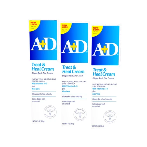 Pie Market Shopping A+D Diaper Rash Cream Zinc Oxide, 4 Ounces each (Pack of 3)