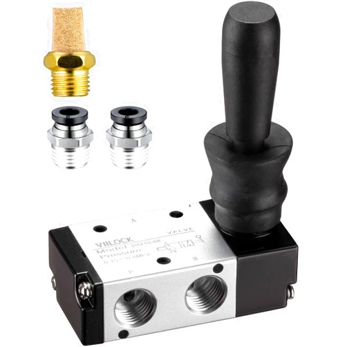 VIILOCK Pneumatic Air Hand Lever Valve, 3 Way 2 Position 1/4”NPT Solenoid Valve Manual Control Direct Driving Type Push-Pull 3H210-08