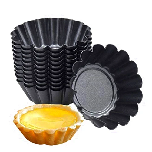 MGGi 12 Packs Egg Tart Mold, Bigger Size 3 x 0.9inch, Non-Stick Pan Carbon Steel Egg Tart Molds, Mini Pie Mould, Muffin Cupcake Pudding Baking Cup Maker - for Pies, Chinese Egg Tart, Cakes