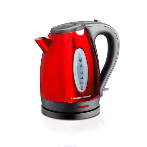 Hamilton Beach Electric Tea Kettle, Water Boiler & Heater, 1.7 Liter, Cordless Serving, 1500 Watts for Fast Boiling, Auto-Shutoff and Boil-Dry Protection, Red (40885)
