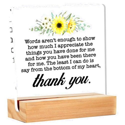 GTGIC Thank You Gifts for Women Her - Appreciation Gift for Teacher Boss Lady Colleague Work Bestie Nurse - Gratitude Gifts for Women - Thank You Clear Desk Sign Decor Home Office Desk Decor (4 x 4 Inches)
