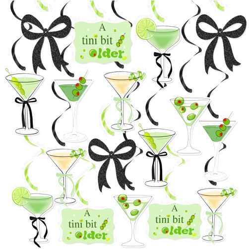 FHzytg A Tiny Bit Older Birthday Party Hanigng Decorations, Green Black Martini Bow Party Decorations for Girls Martini Birthday Decorations, Martini Bachelorette Bridal Shower Tini Bar Party Decor