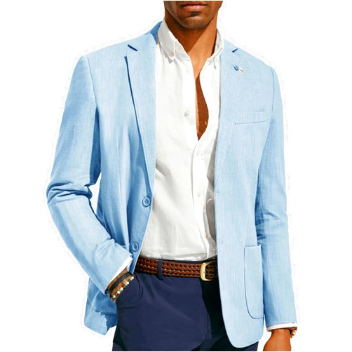 PJ PAUL JONES Mens Blazer Casual Cotton-Linen Sport Coat Lightweight 2 Button Unlined Suit Jackets