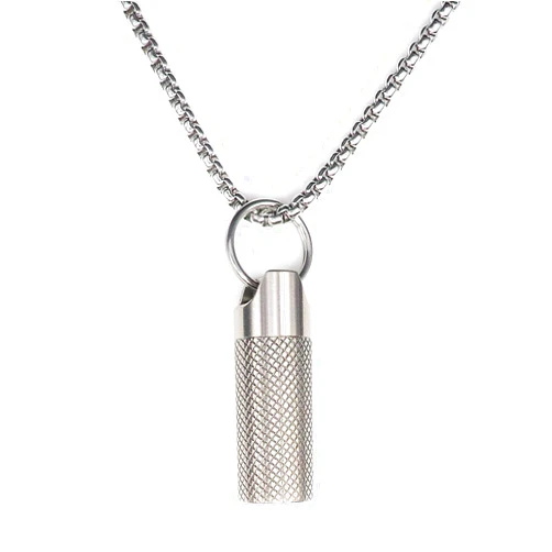 Haxtec Small Pill Box Titanium Pill Fob Necklace Nitro Mini Waterproof Pill Holder Lightweight Survival Case Keychain Pill Case Necklace for Men & Women Stocking Stuffers Christmas Gifts