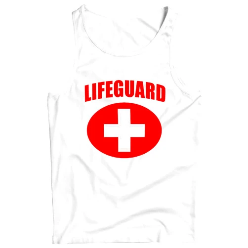 lepni.me Men's Tank Top Lifeguard White or Red Cross Lifeguarding Uniform Costume