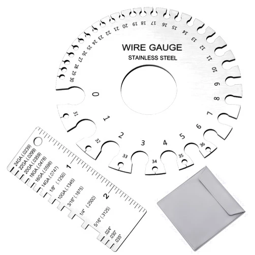 Pimoys 2 Pcs Stainless Steel Thickness Gauges Wire Gauge Measuring Tool, Metal Sheets Welding Tool Round Wire Cable Sheet Thickness Gage and Wire Thickness Gauge