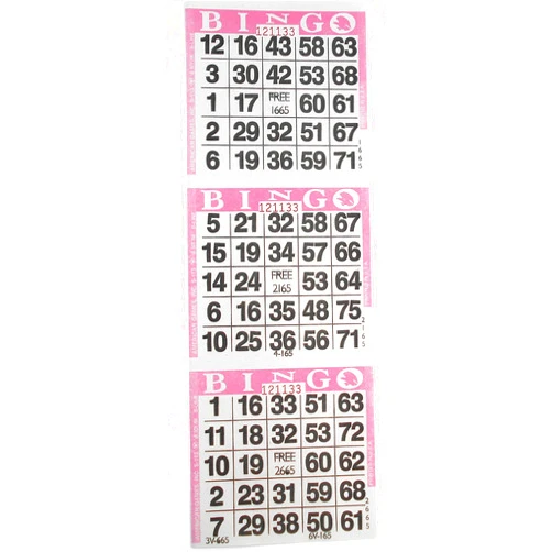 American Games 3 on Pink Bingo Paper Cards - 1000 sheets - 3000 cards