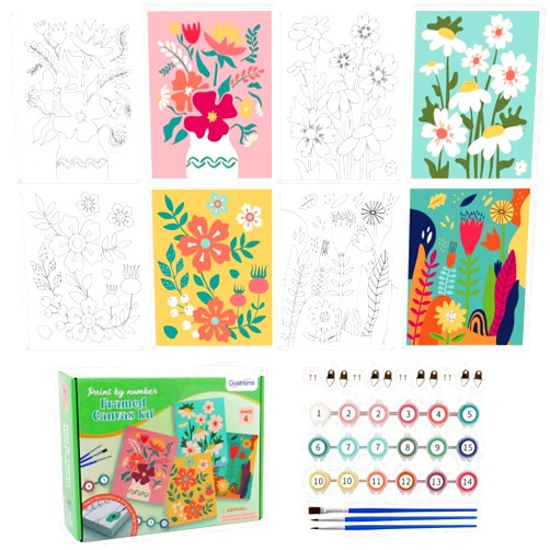 goldentime Framed Paint by Numbers for Adults and Kids Ages 8-12 - Easy to Paint by Number for Beginners, Flower Canvas Painting Kits Perfect for Gift Home Wall Decor 8 * 10inch