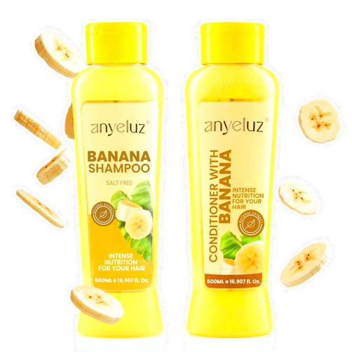 ANYELUZ Banana Hair Care Duo Set - Moisturizing Shampoo & Nourishing Conditioner, Natural Fruit-Infused Hydration & Repair for Dry, Damaged Hair