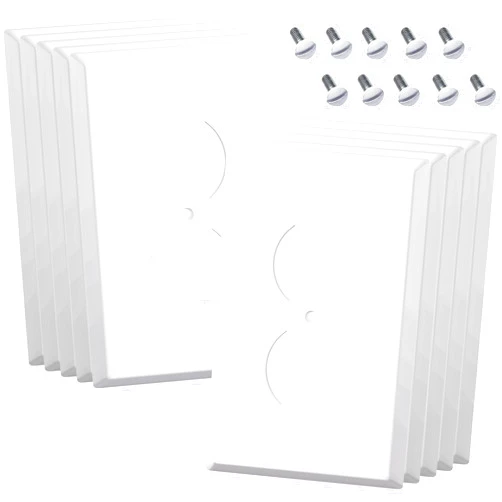 OuuKoo Outlet Covers Wall Plates - Duplex Receptacle Outlet Covers, Electrical 1-Gang Standard Size Outlet Wall Plates, PC Material, Durable Wall Plates for Electrical Outlets (Duplex Cover-White)