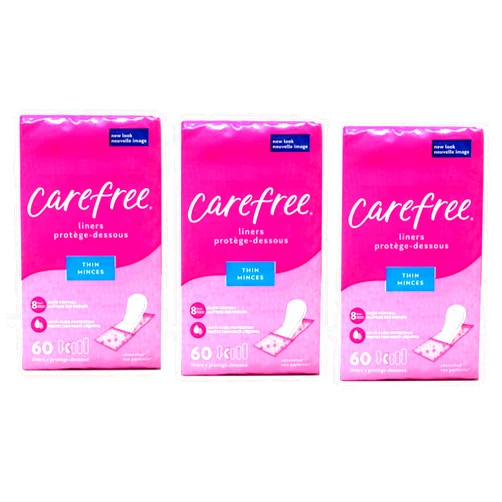 Carefree Acti-Fresh Body Shape Pantiliners Thin To Go Unscented - 60 Liners, Pack of 3