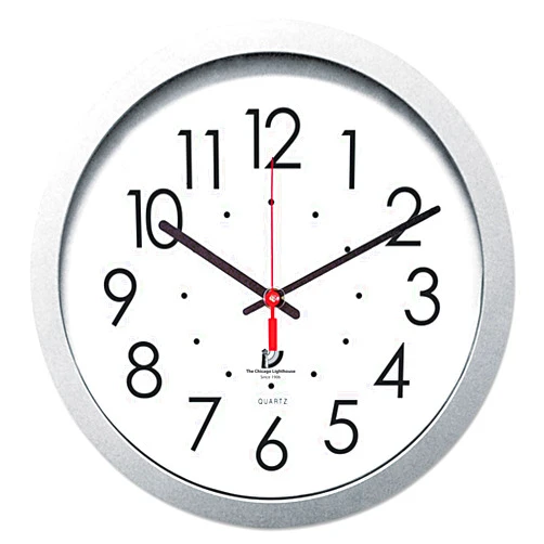 The Chicago Lighthouse Silver Contemporary Clock, 14.5