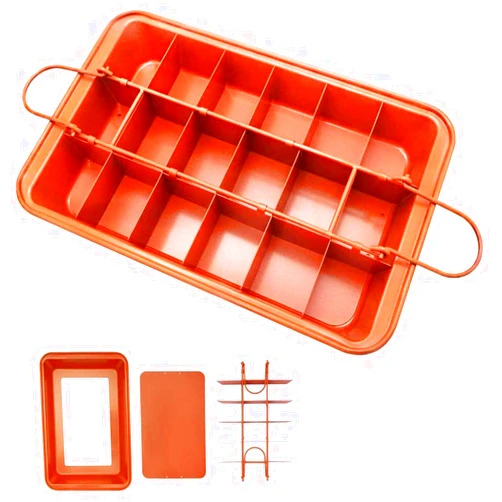 Ailelan Brownie Pan, Non Stick Brownie Pans With Dividers, 18 Pre-slice Brownie Baking Tray, High Carbon Steel Bakeware for Oven Baking, Size 12 X 8 X 2 Inches