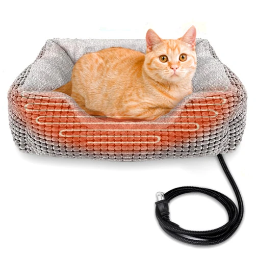 MARUNDA Heated Cats Bed for Indoor Use, Electric Cats Heated Bed Pets Heating Bed for Cats and Small Dogs, Washable Pets Bed with Automatic Heating Pad (23x20x7 Grey)