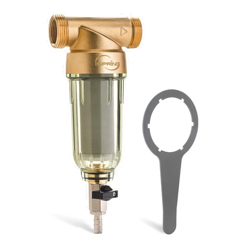 iSpring WSP-50 Reusable Whole House Spin Down Sediment Water Filter, 50 Micron Flushable Prefilter Filtration, 1