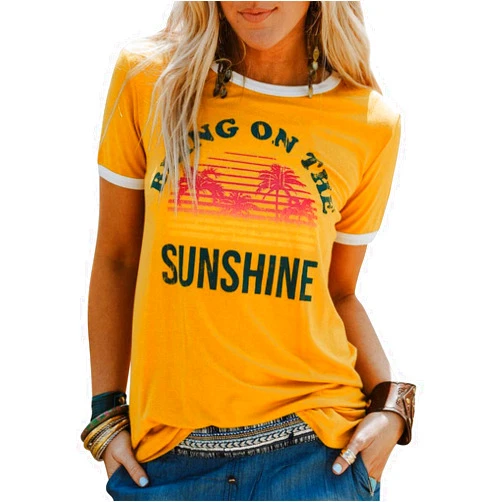 Nlife Bring On The Sunshine Graphic Long Sleeves Tees Blouses for Women Tops Sweaters for Women
