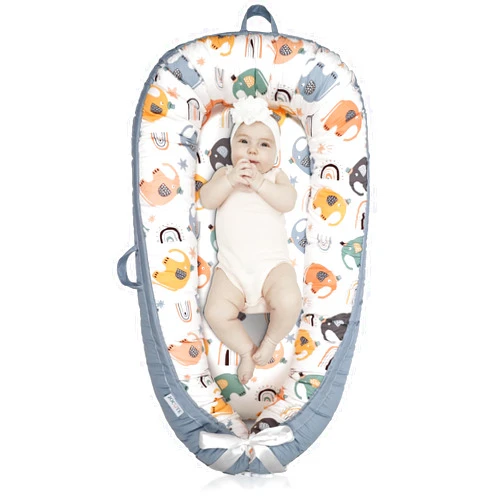JOCUTE Baby Lounger Large Size, Cotton Breathable Baby Lounger Pillow Cover Waterproof, Infant Lounger for Travel, Grey Protable Cosleeper, Ultra Newborn Gifts