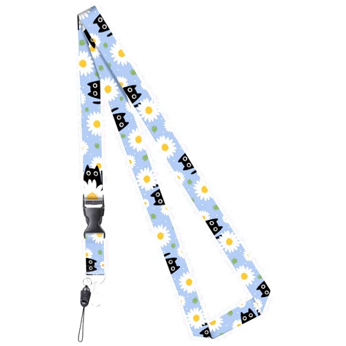 Heyfibro Lanyards for Id Badges, Cute Neck Lanyard for Keys, Wallet and Badge Holder, Cotton Cool Keychain Lanyards for Women, Men, Teacher(Cat)