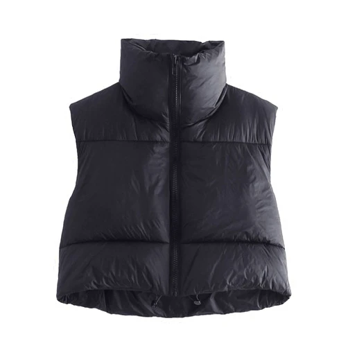 SUNSIOM Women/Girls Winter Crop Vest Lightweight Sleeveless Zip Up Stand Collar Puffer Down Vest Padded Gilet