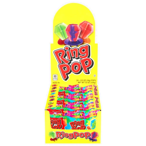 Ring Pop Individually Wrapped Bulk Lollipop Variety Party Pack -24 Count Lollipop Suckers w/ Assorted Flavors - Fun Candy for Birthdays and Celebrations