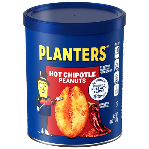 Planters Chipotle Peanuts (8 ct Pack, 6 oz Canisters)