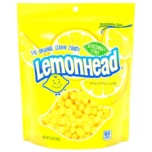 Lemonhead Hard Lemon Candy, Refreshingly Citrus, Resealable Bag, 12 oz