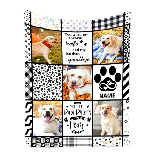 TINYHOMES Ship Next Day, Personalized Pet Memorial Gifts, Custom Dog Blanket with Pictures Name, Customized Pet Memorial Photo Blanket, Loss of Pet Sympathy Gift, Dog Passing Away Bereavement Gifts