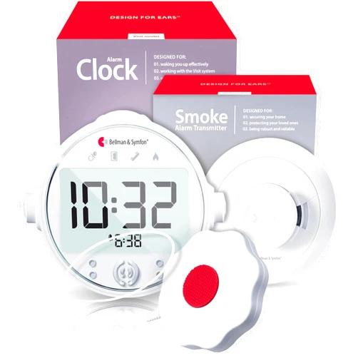 Bellman & Symfon Safe Fire Alerting Solution – Smoke Detector for Hard of Hearing - Wireless Smart Home Safety Alarm Includes Smoke Transmitter, Alarm Clock Receiver with Guiding Night Light