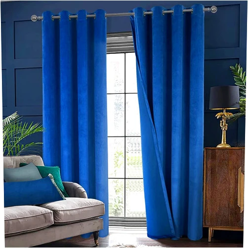 SFDPDM Velvet Blackout Curtains Elegant Interior Room Decoration Large Window Velvet Drape Curtain Grommet Eyelet Style, 2 Panels,Blue-W42''xH54''